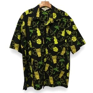 Tiki Hawaiian Cotton Shirt by Aloha Days POM Hula Promotion Tropical Sz. L Retro